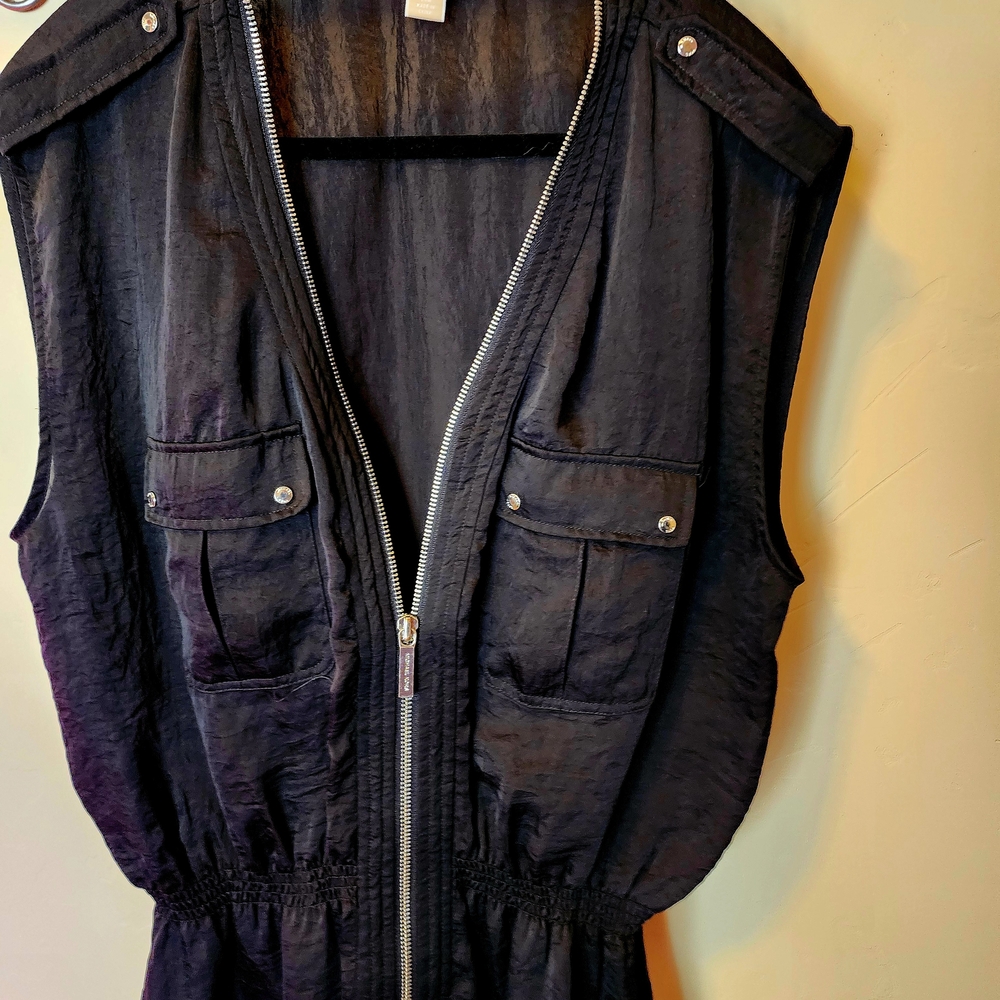 Michael Kors Black Vest Lightweight With Zipper And metal Accents